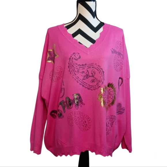 New Collection Boho Loose Fit V-Neck Jumper Sweater - Picture 1 of 12